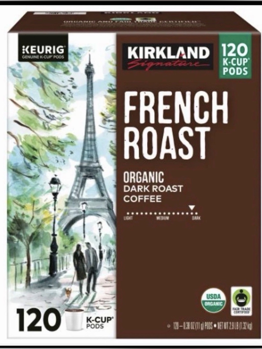 kirkland french roast  120 k cups Pods Organic Dark Roast Coffee